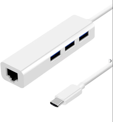 

ROQ 3.1 Type C to 3-port USB 3.0 Hub with Gigabyte Ethernet Adapter Network Cable(White)