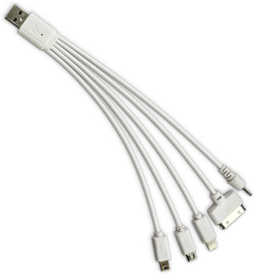 

Technofirst Solution Usb 5 In 1 Charging Cable For Apple Iphone ,Samsung Phones ,Nokia Phones ,Micro Usb Compatibale Products Micro USB Cable(White, Sync and Charge Cable)