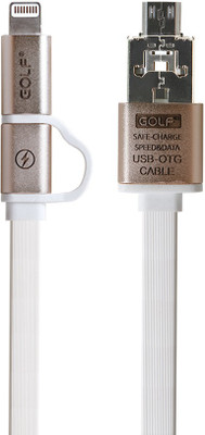 

Golf Magic Charging 2-in-1 USB High Speed Metal Flat Sync Cable OTG Cable(White)