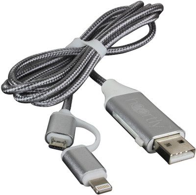 

Heartly 2 in 1 Micro USB OTG Cable Adapter Fast Charging Cell Phone Universal Data Charger OTG Cable(Metal Grey)
