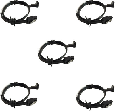 

Storite 5 Pack SATA 3 cable with Locking Latch straight to Right Angle 90 Degree - Black (60cm) Power Cord(Compatible with Desktop, Black)