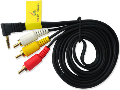 

Touch Trolley AUX TO 3 RCA Audio Video Cable(Compatible with Sound Video Systems, Black)