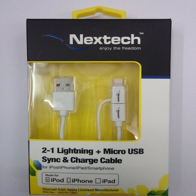 

Nextech NC9K 2in 1 5/5s/6/6plus Lightning + Micro USB Sync & Charge Cable(White)
