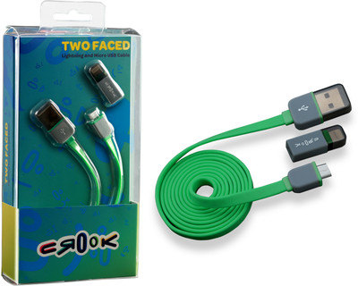 

Crook Data Cable Micro Usb For Android Devices And Hook Lightening Adapter For Apple Devices USB Cable(Dark Green)