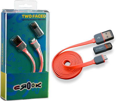 

Crook Data Cable Micro Usb For Android Devices And Hook Lightening Adapter For Apple Devices USB Cable(Orange)