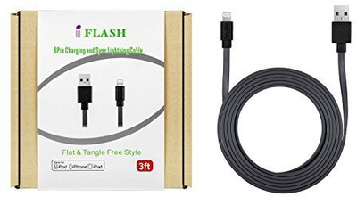 

I Flash IFLIGHTNINGFLAT-3FTGY Lightning Cable(Black)