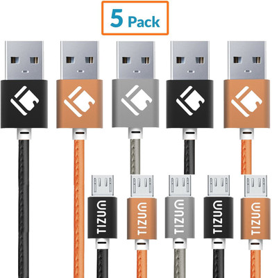 

TIZUM Faux Leather (1.2 meter/ 4 Feet) Fast Charging USB Cable(Black, Brown, Silver)