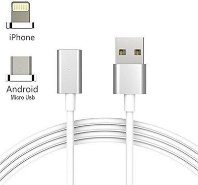 

Like Star Metal Magnetic 2in1 Lightning to Micro USB Sync Aluminum Connector Charge Cable USB Cable(Silver, White)