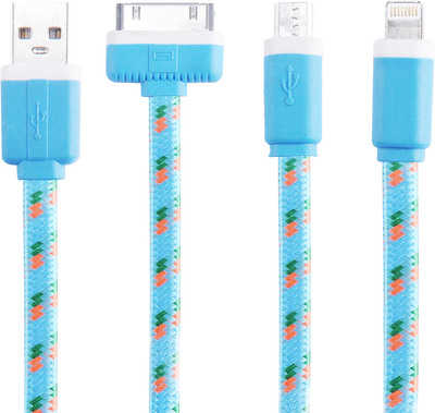 

Spintronics 3 IN 1 Sync & Charge For Iphone & Android USB Cable(Blue)