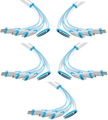 

ROQ Set of 5 Type C With Micro USB + Lightning 8 pin + Iphone Ipad 5 in 1 Charging USB Cable(Multicolor)