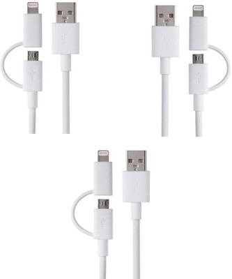 

ROQ Sets of 3 2 IN 1 micro Charger USB Cable(White)