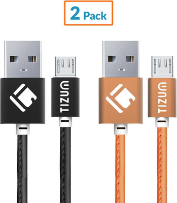 TIZUM Faux Leather (1.2 meter/ 4 Feet) Fast Charging USB Cable(Black, Brown)