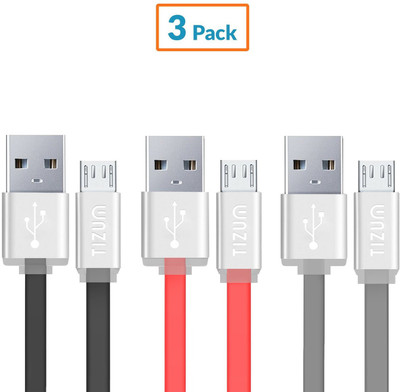 

TIZUM Tangle-Free (1 meter/ 3.3 Feet) Fast Charging USB Cable(Black, Red, Grey), Black;grey;red