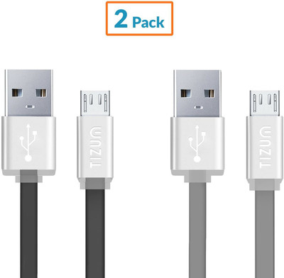 

TIZUM Tangle-Free (1 meter/ 3.3 Feet) Fast Charging USB Cable(Black, Grey)