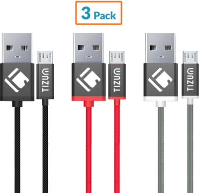 TIZUM Indestructible (1.2 meter/ 4 Feet) Fast Charging USB Cable(Black, Red, Grey), Black;grey;red