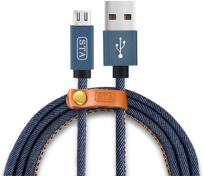 STA Micro USB Cable 2 A 1 m Denim Braided charge & Data Micro(Compatible with All Smartphones, Tablets and MP3 player, Blue, One Cable)