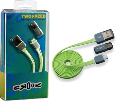 

Crook Data Cable Micro Usb For Android Devices And Hook Lightening Adapter For Apple Devices USB Cable(Light Green)