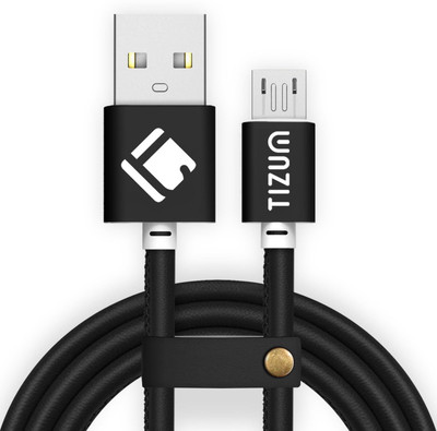 

TIZUM Faux Leather (1.2 meter/ 4 Feet) Fast Charging USB Cable(Black)