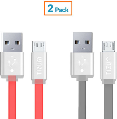

TIZUM Tangle-Free (1 meter/ 3.3 Feet) Fast Charging USB Cable(Red, Grey), Grey;red
