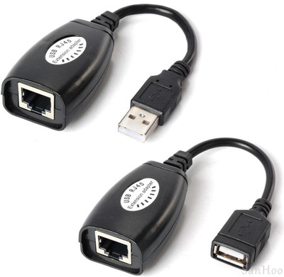 

Q3 USB 2.0 Male To Female 150ft Extender On Cat5E Data Cable LAN Cable USB Cable(Black)