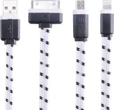 

Spintronics 3 IN 1 Sync & Charge For Iphone & Android USB Cable(White)