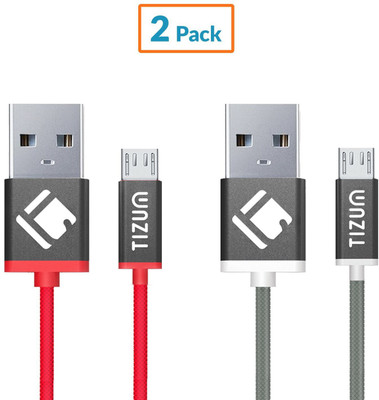 TIZUM Indestructible (1.2 meter/ 4 Feet) Fast Charging USB Cable(Red, Grey), Grey;red