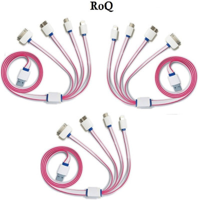 

ROQ Sets of 3 5 IN 1 Flat Multi Chargi USB Cable(Multicolor)