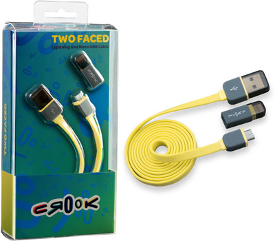 

Crook Data Cable Micro Usb For Android Devices And Hook Lightening Adapter For Apple Devices USB Cable(Yellow)