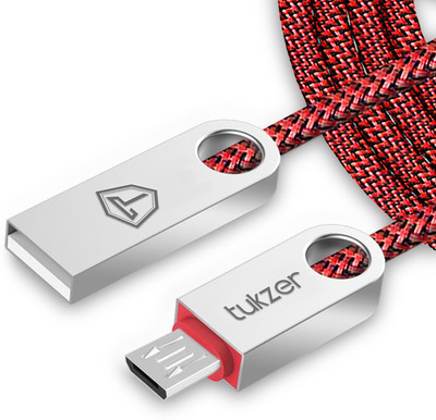 

Tukzer Zinc Alloy-Nylon Braided (4 Feet/ 1.2 Meter) - High Speed, Quick Charge 2.4 Amp & Data Sync USB Cable(Red)