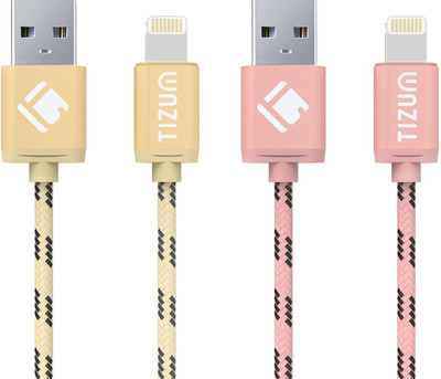 

TIZUM 8 Pin Lightning (4.0 ft / 1.2 mtr) Premium Kevlar-Nylon Fiber, Fast Charging & Data Sync Lightning Cable(Gold, Pink)