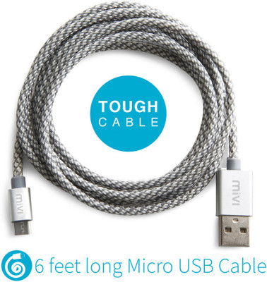Mivi UC6B 1.82 m Micro USB Cable(Compatible with Compatible devices, Grey, One Cable)