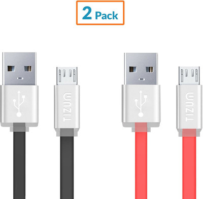 

TIZUM Tangle-Free (1 meter/ 3.3 Feet) Fast Charging USB Cable(Red, Black), Black;red