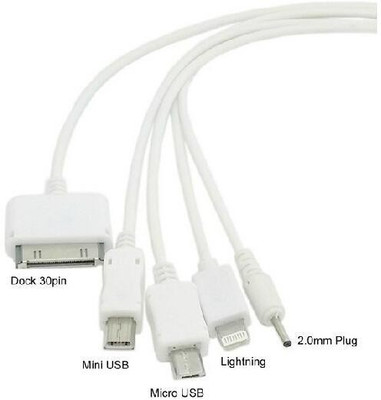 

Dhhan 5 in 1 multipurpose Micro USB Cable(All Smartphones, Tablets and MP3 player, White, Sync and Charge Cable)