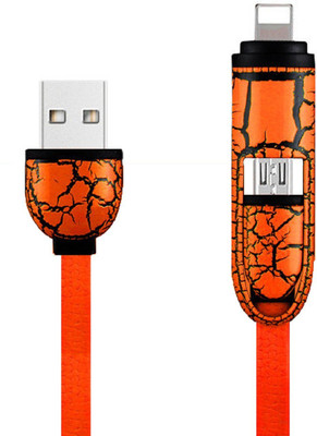 

Heartly Crack Design 2 In 1 Lightning Micro 11 USB Cable(Orange)