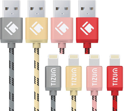 

TIZUM 8 Pin Lightning (4.0 ft / 1.2 mtr) Premium Kevlar-Nylon Fiber, Fast Charging & Data Sync Lightning Cable(Multicolor)