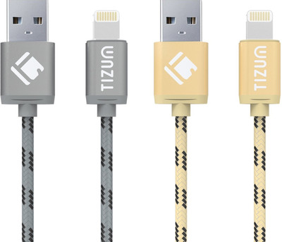 

TIZUM 8 Pin Lightning (4.0 ft / 1.2 mtr), Fast Charging & Data Sync Lightning Cable(Black, Gold)