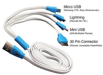 PRS Micro USB Cable 1 m For Micromax A120 Canvas 2 Colors Mobile Data Cabel 4 in 1(Compatible with All Mobile, White, One Cable)