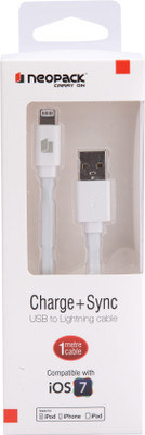 

Neopack USB to 8 Pin Flat Cable Micro USB Cable(iPhone, White, Sync and Charge Cable)