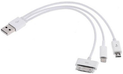 

SSTC 3-in-1 USB Charger Cable for iPhone 4,4S,5,6,iPad Mini, HTC,Samsung,micromax, Android etc USB Cable(White)