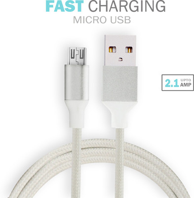 

Czar Silicon Nylon micro USB cable 1.5 mtr USB Cable(White)
