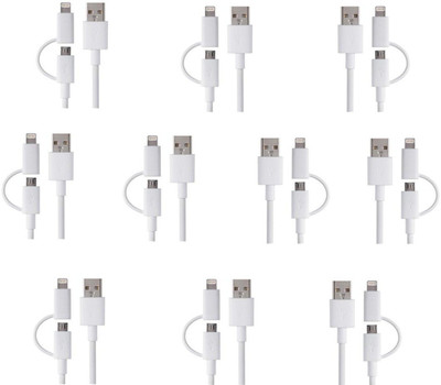 

ROQ Sets of 10 2 IN 1 micro Charger USB Cable(White)