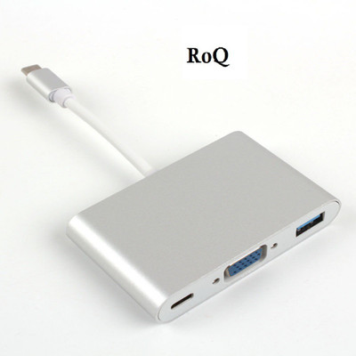 

ROQ USB 3.1 TYPE-C TO USB 3.0 WITH VGA Cable(Compatible with Mobile, Laptop, Tablet, Mp3, Gaming Device, Silver)