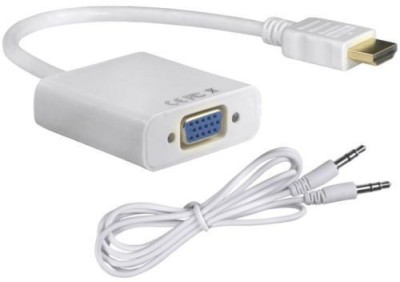 

Smacc HIGH QUALITY HDMI WITH SOUND TO VGA Cable(Compatible with PC, TV, White)