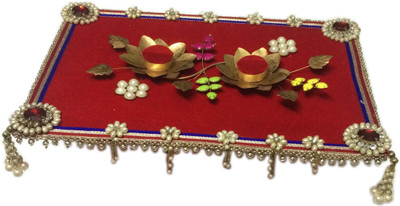 

Loops n knots Red, GOLDEN Wedding Ring Platter - 1