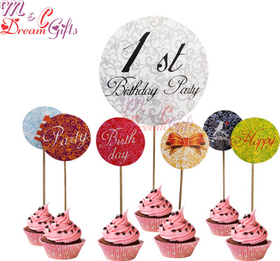 

M&C Dream Gifts Multicolor Birthday Cup Cake Toppers - 1