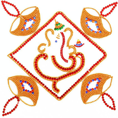 Susajjit Red, Golden Decorative Kundan Rangoli Susajjit Red, Golden Decorative Kundan Rangoli