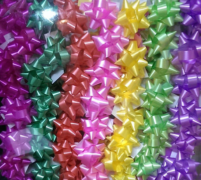 

NG Red, Pink, Green, Light Blue, Yellow PP star bow flower - 100