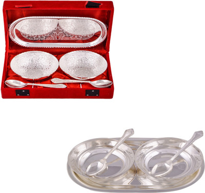 

G S Museum 2 Flower Bowl with Spoon and Tray and 2 5" Bowl with Spoon and Tray Bowl Spoon Tray Serving Set