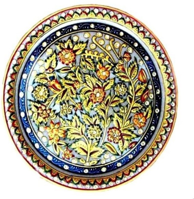 

Chitra Handicraft Marble Flower Work Plate Stoneware Decorative Platter(Multicolor)