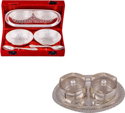 

G S Museum 2 Flower Bowl with Spoon and Tray and 2 Big Tai Loti Set Bowl Spoon Tray Serving Set